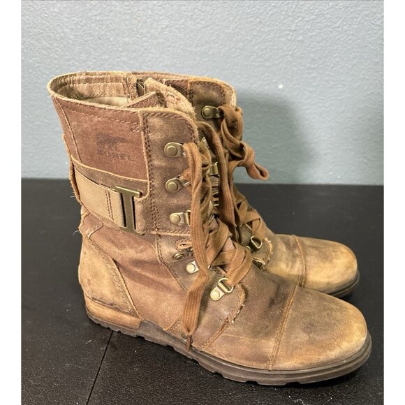 Sorel Boots Women's 6.5 Brown Major Carly Combat Mid Lace Up Outdoor Snow Hike - Picture 1 of 8